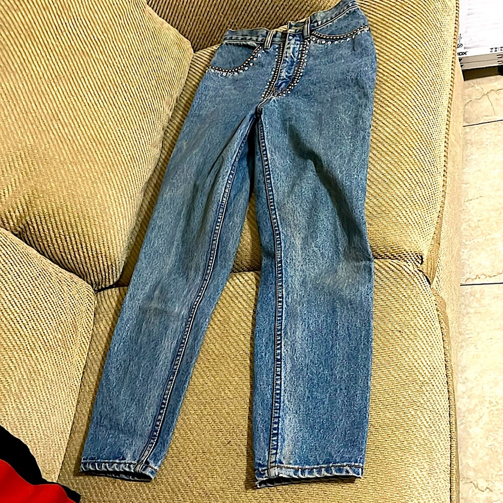 Woman’s Studded Jeans   High waist  Size 26.  Seems like size 25